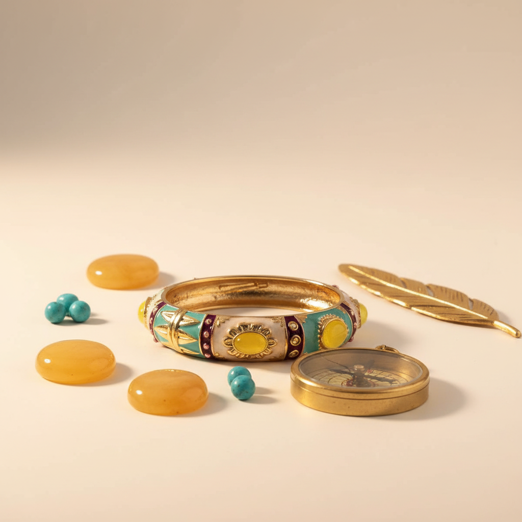 Vibrant Multicolor Sun Motif Bangle | 18k gold plated