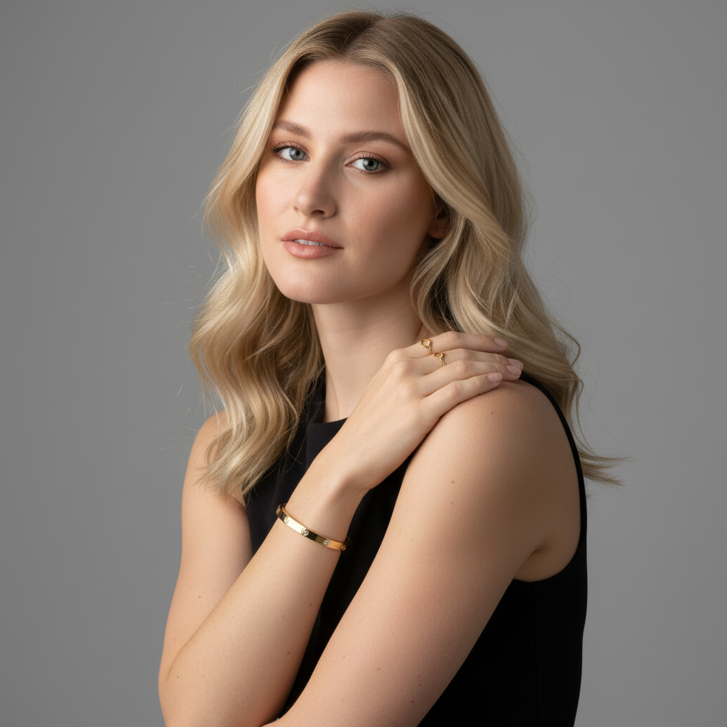 Classic Gold-Tone Crystal Screw Bangle | 18k gold plated