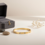 Classic Gold-Tone Crystal Screw Bangle | 18k gold plated