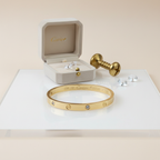 Classic Gold-Tone Crystal Screw Bangle | 18k gold plated