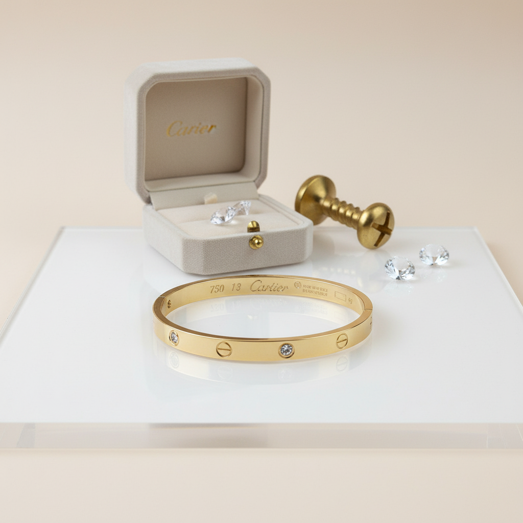 Classic Gold-Tone Crystal Screw Bangle | 18k gold plated