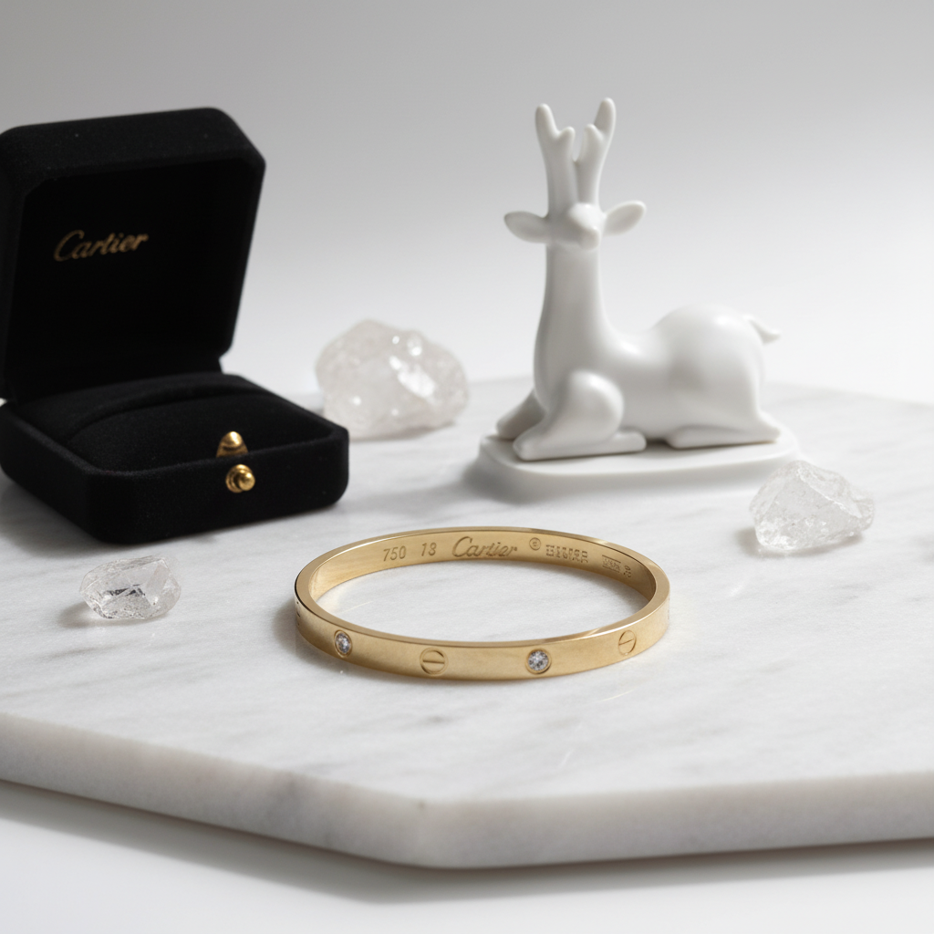 Classic Gold-Tone Crystal Screw Bangle | 18k gold plated