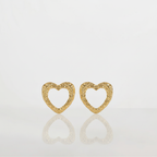 Gold Textured Open Heart Earrings – Statement Chunky Heart Hoops for Women | Lightweight Fashion Jewelry