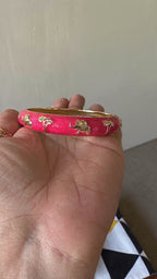 Pink Enamel Elephant Motif Bangle