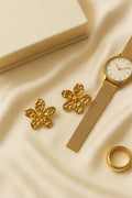 Gold-tone Blossom Flower Stud Earrings