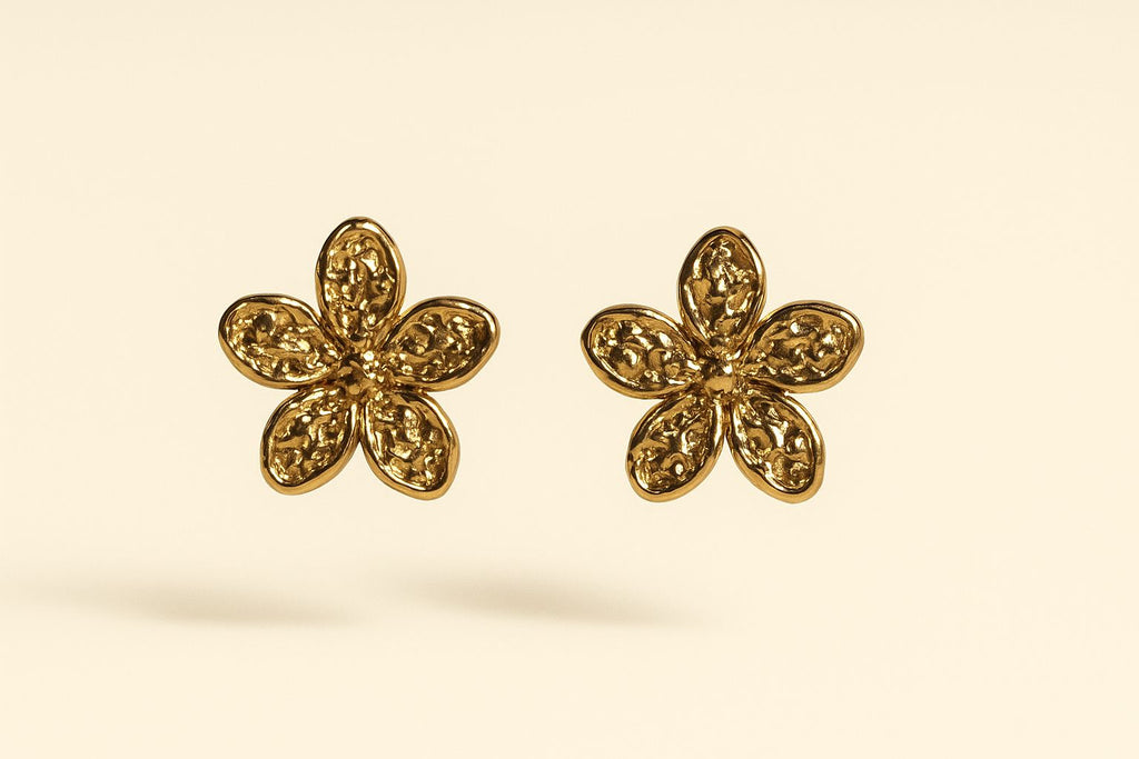 Golden Blossom Flower Stud Earrings | 18k gold plated