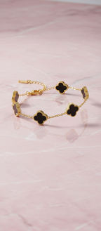 Luxury 18K Gold-Plated Black Clover Bracelet | Anti-Tarnish | Adjustable