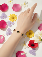 Luxury 18K Gold-Plated Black Clover Bracelet | Anti-Tarnish | Adjustable