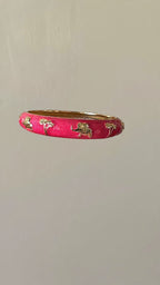 Pink Enamel Elephant Motif Bangle